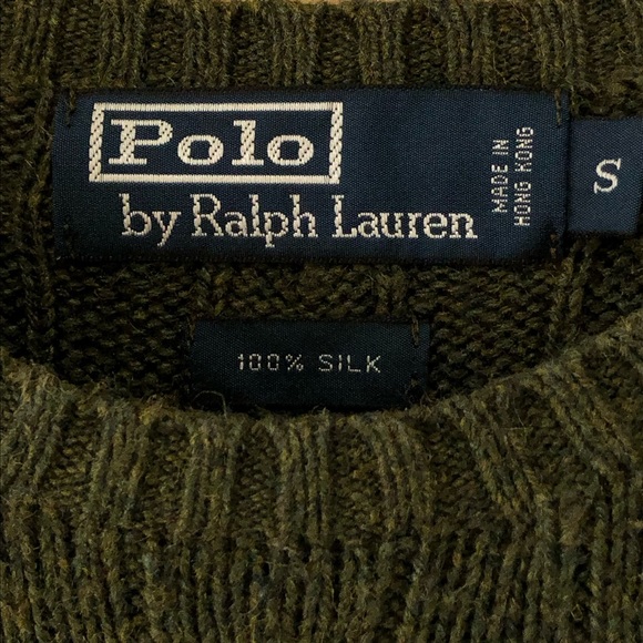 POLO by Ralph Lauren silk cable long sleeve crewneck sweater, size S - Picture 3 of 7